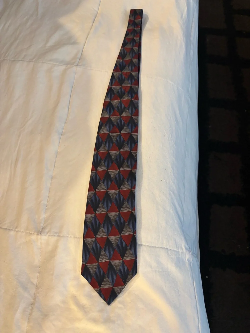 Jerry Garcia Men's Geometric Pattern Red and Navy Tie (based off his og artwork)